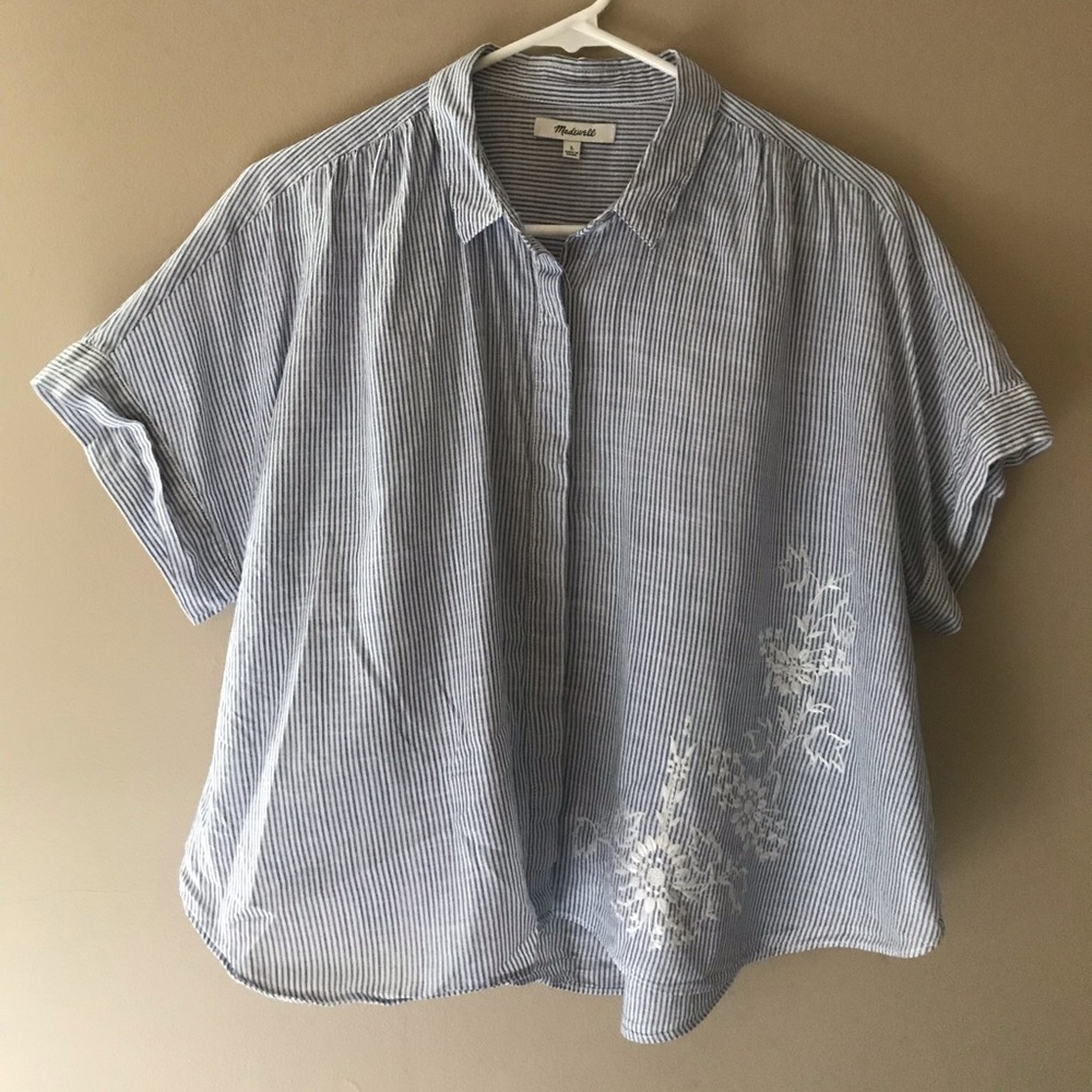 Madewell Button Down top with Floral Embroidery